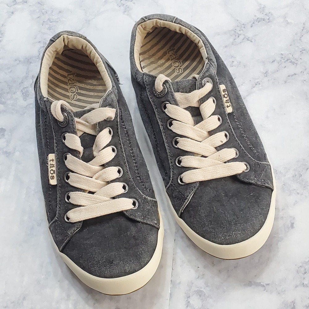 Taos Star Sneakers Womens 6 Gray Washed‎ Canvas Lace up Athleisure Comfort